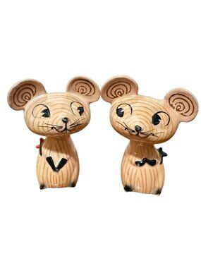 Vtg Holt Howard Merry Mice Salt & Pepper Shakers Pink Ceramic Anthropomorphic